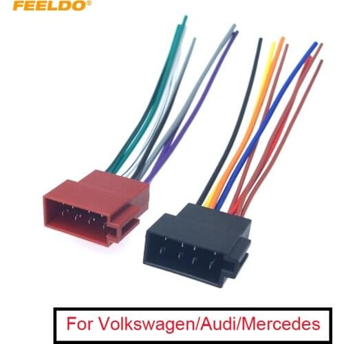 FEELDO 1PC Car Radio Audio 8PIN Wiring Harness For Volkswagen/Audi/Mercedes Plug Into CD Radio Installation Wire Adapter