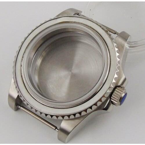 316L Stainless Steel Silver Color Watch Case Arched Glass for NH35 NH36 Rotating Bezel Solid Backcover Screw Down Crown