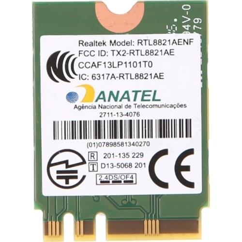 Dual Band 2.4+5 GHz 433M Bluetooth V4.0 NGFF M.2 Wireless Card For RTL8821AE