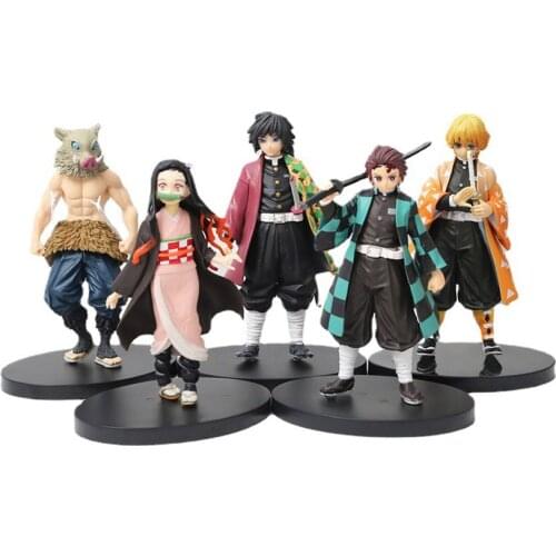 Anime Demon Slayer Figure Kamado Tanjirou Nezuko Action Figures PVC Model Toys Zenitsu Figurine Inosuke Kimetsu No Yaiba Figura