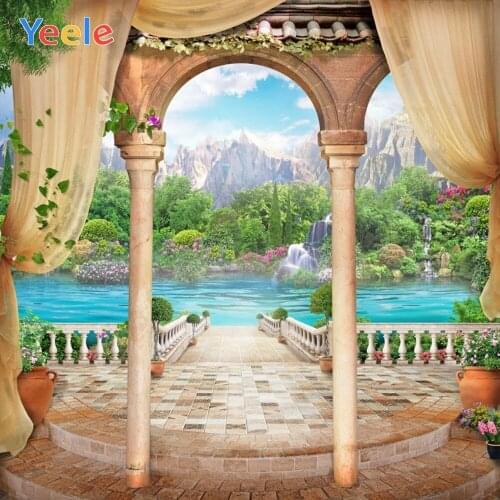 Mountain Forest Lake Curtain Arched Pillar Scene Baby Portrait Backdrop Photography Backdrops Vinyl Background For Photo Studio