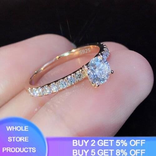Exquisite Rose Gold Fashion Crystal Ring for Women Sterling Silver 925 Wedding Bands Female Engagement Ring Ladies Jewelry