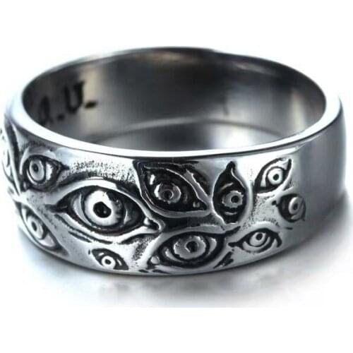 Punk Fashion Rings for Women Men Retro Hip-Hop Personality Ring Engraved Demon Eye Retro Hipster Ring Jewelry Gift