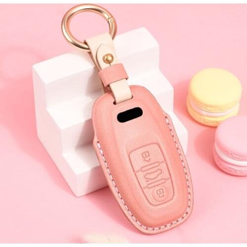 Leather Car Key Cover Fob Case Shell For Audi A1 A3 A4 A5 A6 A7 A8 Quattro Q3 Q5 Q7 2009 2010 2011 2012 2013 2014 2015 2016
