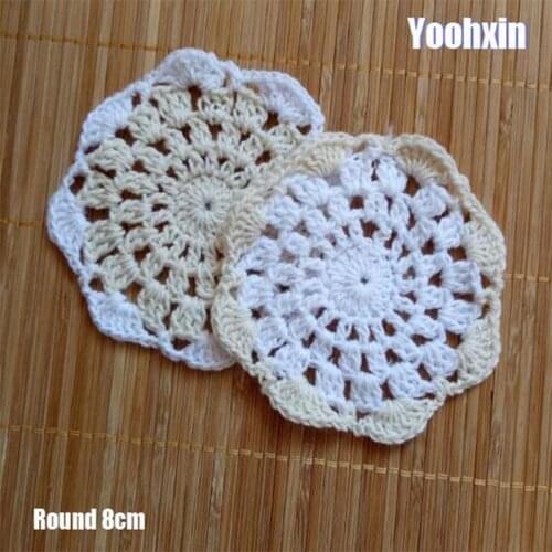 Handmade round lace cotton table place mat crochet coffee placemat pad Christmas dish coaster cup mug tea dining doily kitchen