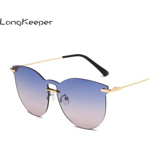 Fashion Rimless Sunglasses Women Luxury Cat Eye Sun Glasses Vintage Gradient Glasses Female Driving Glasses zonnebril dames