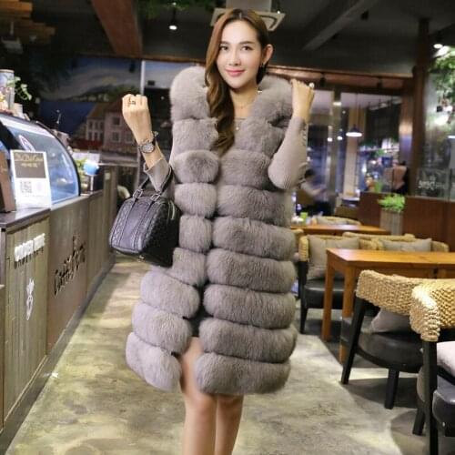 Fashion Women Hooded Faux Fur Vest High Quality Faux Fox Fur Coat Winter Warm Jacket Vest For Female D191002