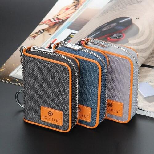 Mens card bag European and American fashion multi-card organ canvas wallet zipper coin purse new