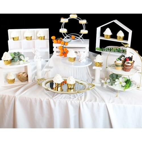White House Type Cake Stands Sets for Wedding Baby Birthday Shower Home Bussiness Party Tableware Food Dessert Cupcake Plates