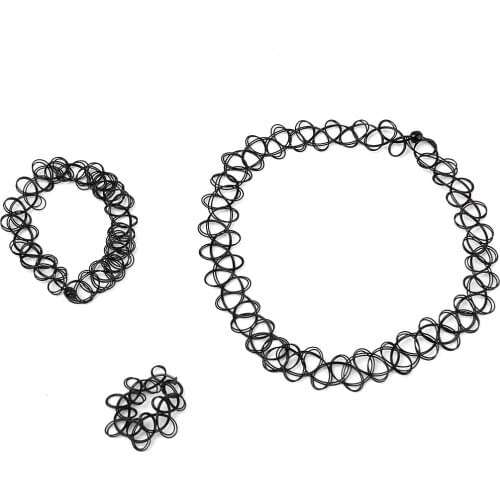 Vintage Boho Tattoo Choker Elastic Stretch Necklace Set Retro Henna