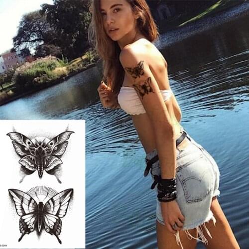 Temporary Tatoo Sticker body art black butterfly snake flower water Transfer Fake Tattoo Flash tatto for women men