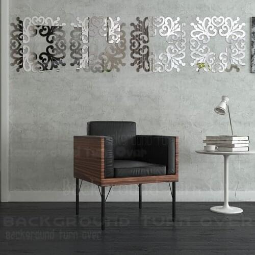 2sets Mirrror Wall Sticker Home Decoration Accessory New Year 2021 Christmas Square Frieze Panel Listello Border R183