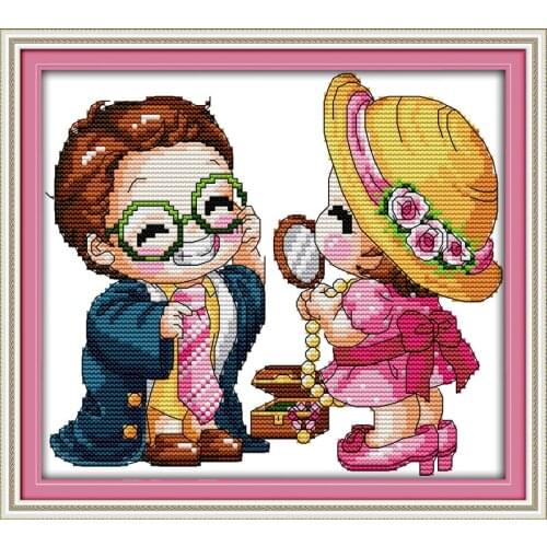 Enjoy playing and pretending cross stitch kit 14ct 11ct count print canvas stitches embroidery DIY handmade needlework plus