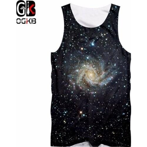 OGKB Men/Women Summer Tops 3D Print Starry Night Tank Top Man Hiphop Punk O Neck Sleeveless Undershirt Shirt Unisex Singlets