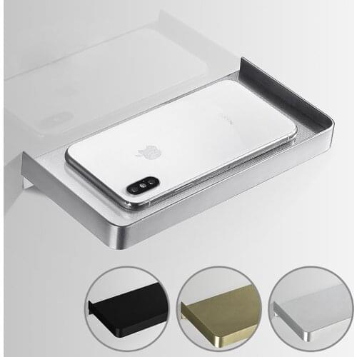 304 Stainless Steel Bathroom Shelf Phone Holder Bath Shelf Shower Caddy Wall Shelf for Shower Wall Mount Toilet etagere mural