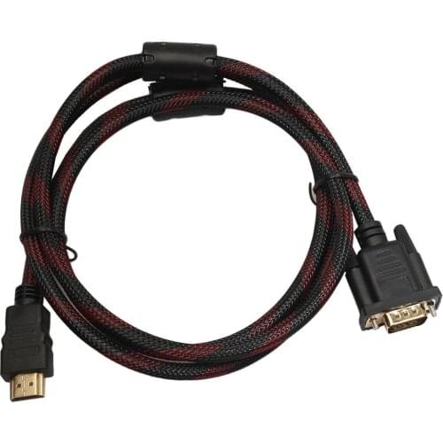 Portable 1.5M Length HDMI-compatible To VGA Data Connector Adapter Converter Cable Male To Male Converter Cable Black