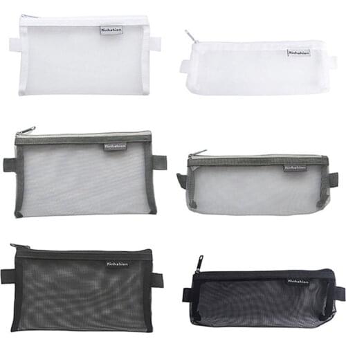 Simple Transparent Mesh Pencil Case Student Pencil Cases Nylon Pen Box Office School Supplies