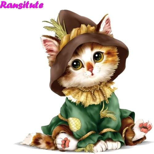 Ransitute R446 Cute Cat Clothing Printing Thermal Transfer T-shirt Denim Clothing Decal Backpack Patch Washable Heat Transfer