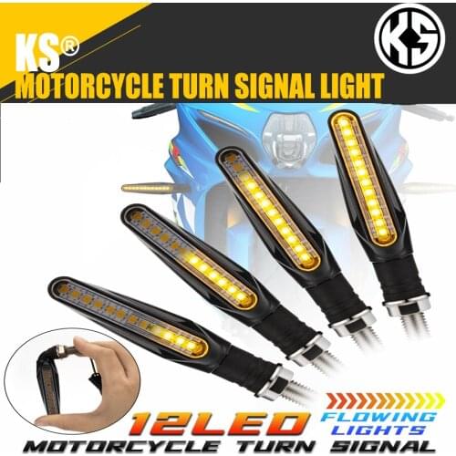 2PCS Motorcycle turn signal light line-shaped 12 LED motorcycle running water turn signal flashing signal indicator