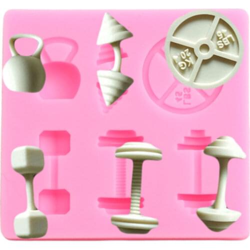 Dumbbell Fitness Equipment Silicone Fondant Cake Mold Sugarcraft Chocolate Cupcake Baking Mold For The Kitchen Decorating Tools