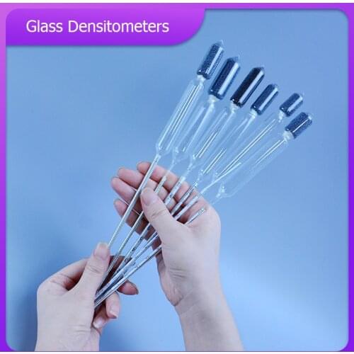 2PCS/lot glass Densitometers chemical laboratory glass liquid hydrometer densimeter Density Meter 1.0-0.1kg/m3, 1.1-1.2kg/m3