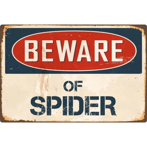 StickerPirate Beware of Spider 8 x 12 Vintage Aluminum Retro Metal Sign VS399