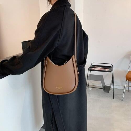 Retro Solid Color PU Leather Bucket Bags For Women Fashion Female Branded Crossbody Shoulder Bags Lady Trending Handbags Purse