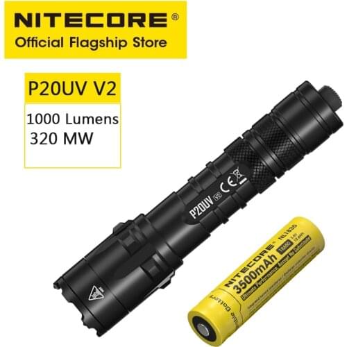 NITECORE P20UV V2 Tactical Flashlight 1000 Lumens18650 Led Ultraviolet Flashlight Outdoor Camping Torch Light Lantern Spotlight