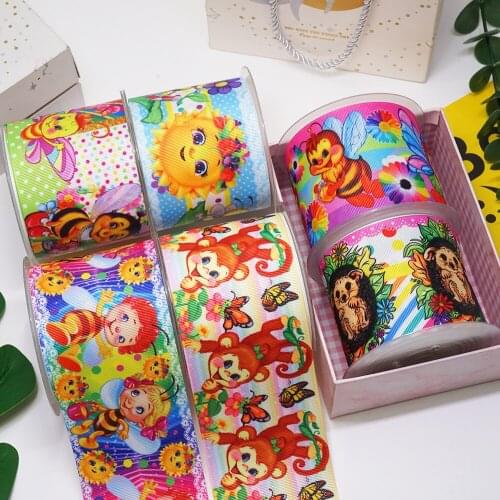 DIY Craft Supplies Cartoon Animal Printed Grosgrain Satin Ribbon 50 Yards, Planar Resins 30 Pieces. 57504