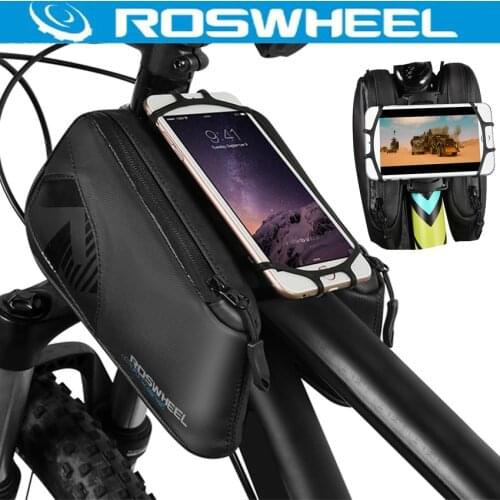 ROSWHEEL CORSS Series Bicycle Bike Cycling Top Front Tube Frame Cell Mobile Phone Smartphone Double Bag Stand Holder Panniers