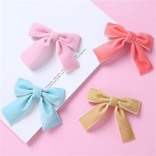 Velvet Handtied Bow Nylon Clip for Autumn and Winter Schoolgirl Velvet girls hair accessories Children Hairpins