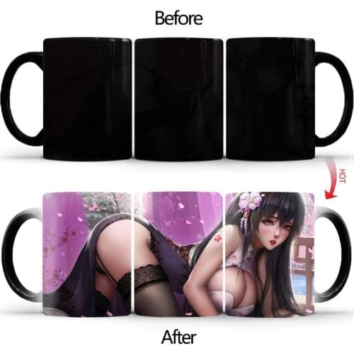 High quality Coffee Mugs BSKT-127 Color Change Tea Cup Silk stockings Geisha Anime Cartoon Novelty For Gifts Birthday