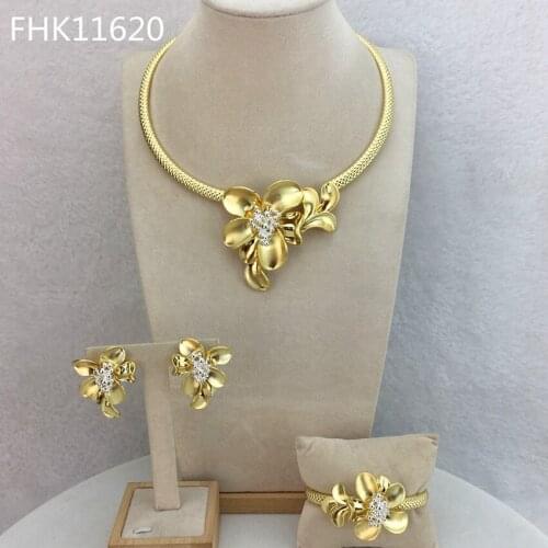 Yuminglai Hot Sale Flower Jewelry Dubai Gold Jewelry Sets for Women FHK11620