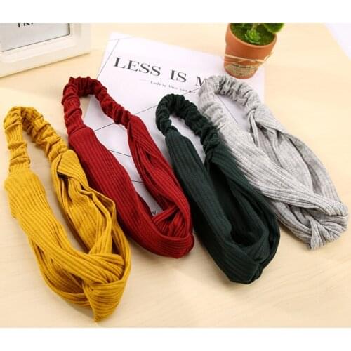 12 Solid Colors Wrinkled Flannel Cloth Elastic Headbands Hairbands Fashion Turban Hairwear Women Hair Accessories