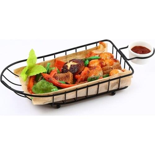 1pcs French Fried Food Basket Holder Bread Rack Food Cone Holder with 1 Sauce Cups holder Great for Home Kitchen Utensils