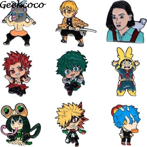 20pcs/lot J1835 Geekcoco Anime Brooch for Cute Badge Collar Shirt Enamel Pin Brooches Metal Pin Jewelry Accesory For Fans