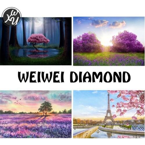 Diamond Painting Tour Eiffel Diamond Art Painting Kits Landscape Diamond Painting Embroidery Pink Tree Fantasy Diamond Art Decor