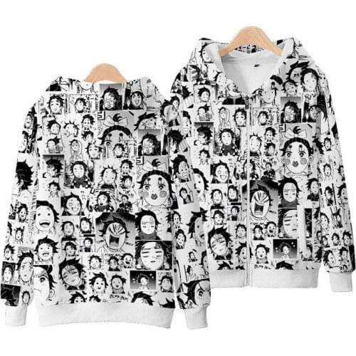 Anime Demon Slayer Agatsuma Zenitsu Cosplay Kimetsu No Yaiba Hoodie Kamado Tanjirou Casual Men Zipper Jacket Coat Costume