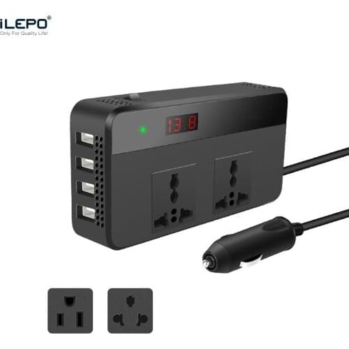 ILEPO 200W Car Charger for Laptop Mobile Phone Kindle Car Cigarette Lighter Power Inverter 12V to 220V AC Converter USB Charger
