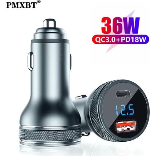 36W USB Type C Car Charger Fast Charging QC 3.0 Car Power Adapter Phone Charger For iPhone 13 12 11 Pro Max USB C Charger in Car