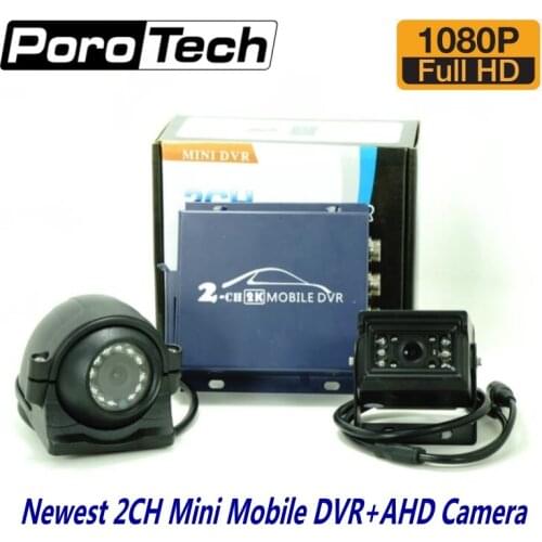 2ch mini AHD dvr car Mobile DVR Kits with 1080P AHD Cameras Realtime 2 Channel Video/Audio Vehicle DVR support dual-SD card slot