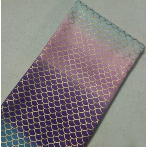 Glitter Gold Stamping Gadient Colors Fish Scale Printed Cottton Fabric 50x100cm Bling Bling Fabric Patchwork for Bag Cloth Dress