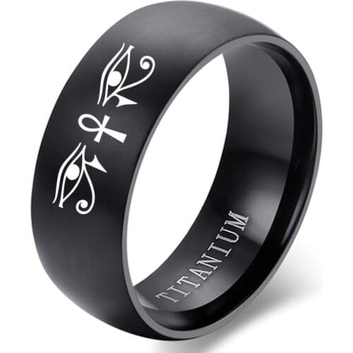 Black Egyptian Eye of Horus Ra Udjat Amulet Ring Stainless Steel Ring Egypt Pharaoh King Motor Biker Mens Women Ring Wholesale