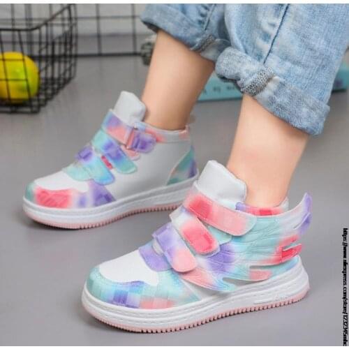 New Childrens Shoes High-top Shoes for Boys and Girls Sneakers Spring and Autumn New White Single Kids Shoes Boots Gift