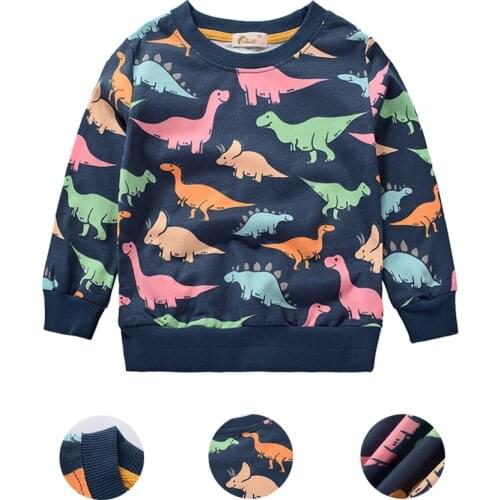 2-8 Years Children Autumn Clothing Sweatshirts Baby Boy Cartoon Dinosaur Print Sweatshirts Kids Kawaii Christmas Costumes