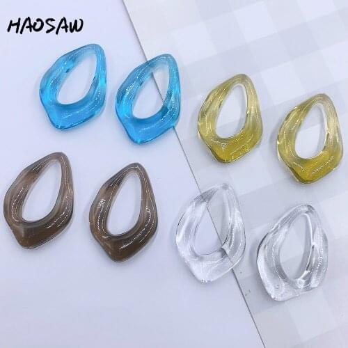 HAOSAW 24*36MM 6Pcs/Lot Water Drop/Multi Colors/Transparent/Acrylic Beads/DIY Jewelry Making/Hand Made/Earring Findings