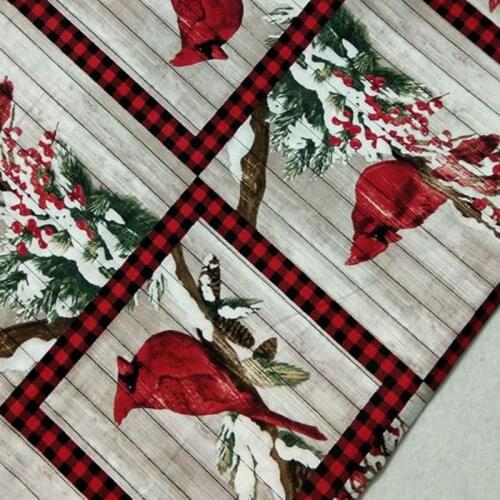 Christmas Red Lucky Bird Printed Cotton Fabric DIY sewing Clothing Tissue Telas Patchwork