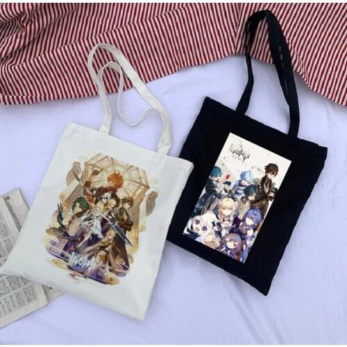Anime Genshin Impact Canvas Bag Gothic Punk Japanese-style Shopper Large Capacity Women Bag Classic Shoulder Bag Vintage HandBag