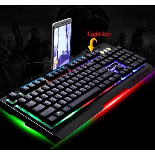 Game Luminous Wired USB Mouse Adjustable DPI With Keyboard Rainbow Backlight LED Lights Mechanical Keyboard Gaming Mouse G700