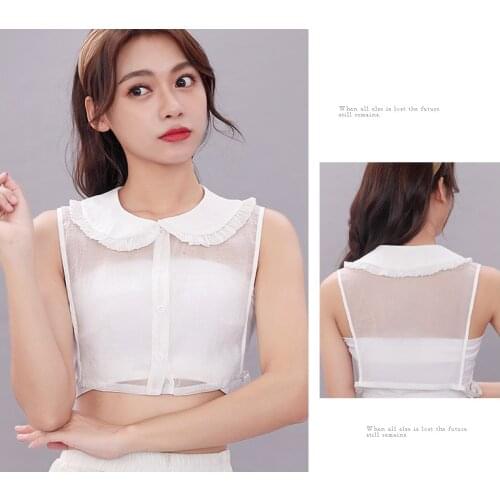 Shirt fake collar wild black and white decorative Ruffles Stand Collar Button Down Half-Shirt white decorative sweater collar